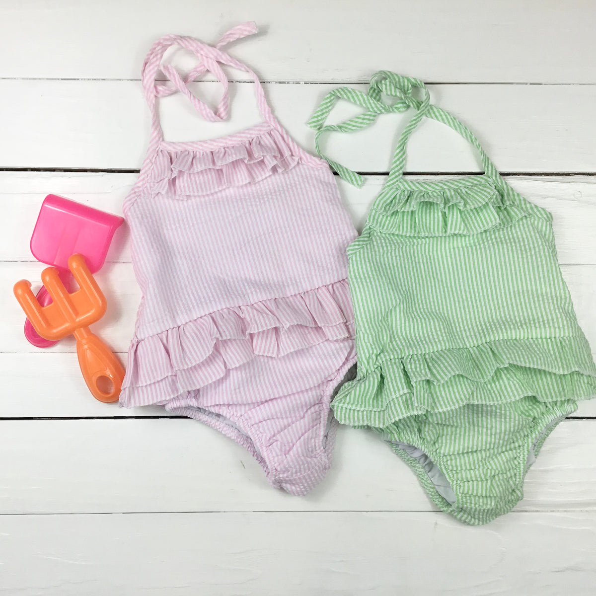Boutique Style Seersucker Girl&#39;s Swimsuit One-piece &amp; Two Piece - Little Blanks