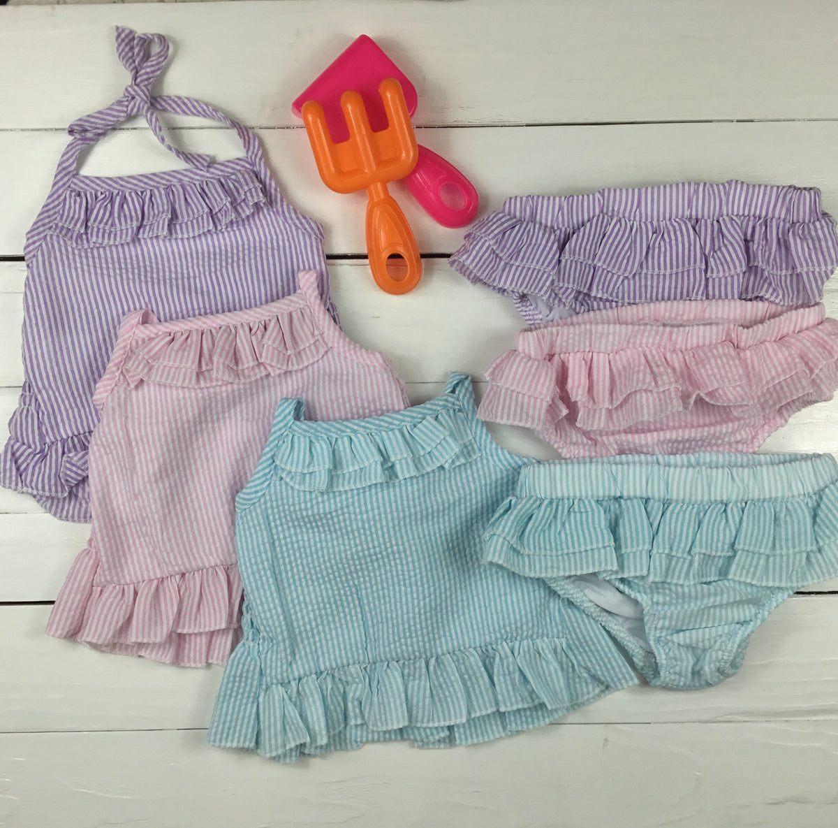 Boutique Style Seersucker Girl&#39;s Swimsuit One-piece &amp; Two Piece - Little Blanks