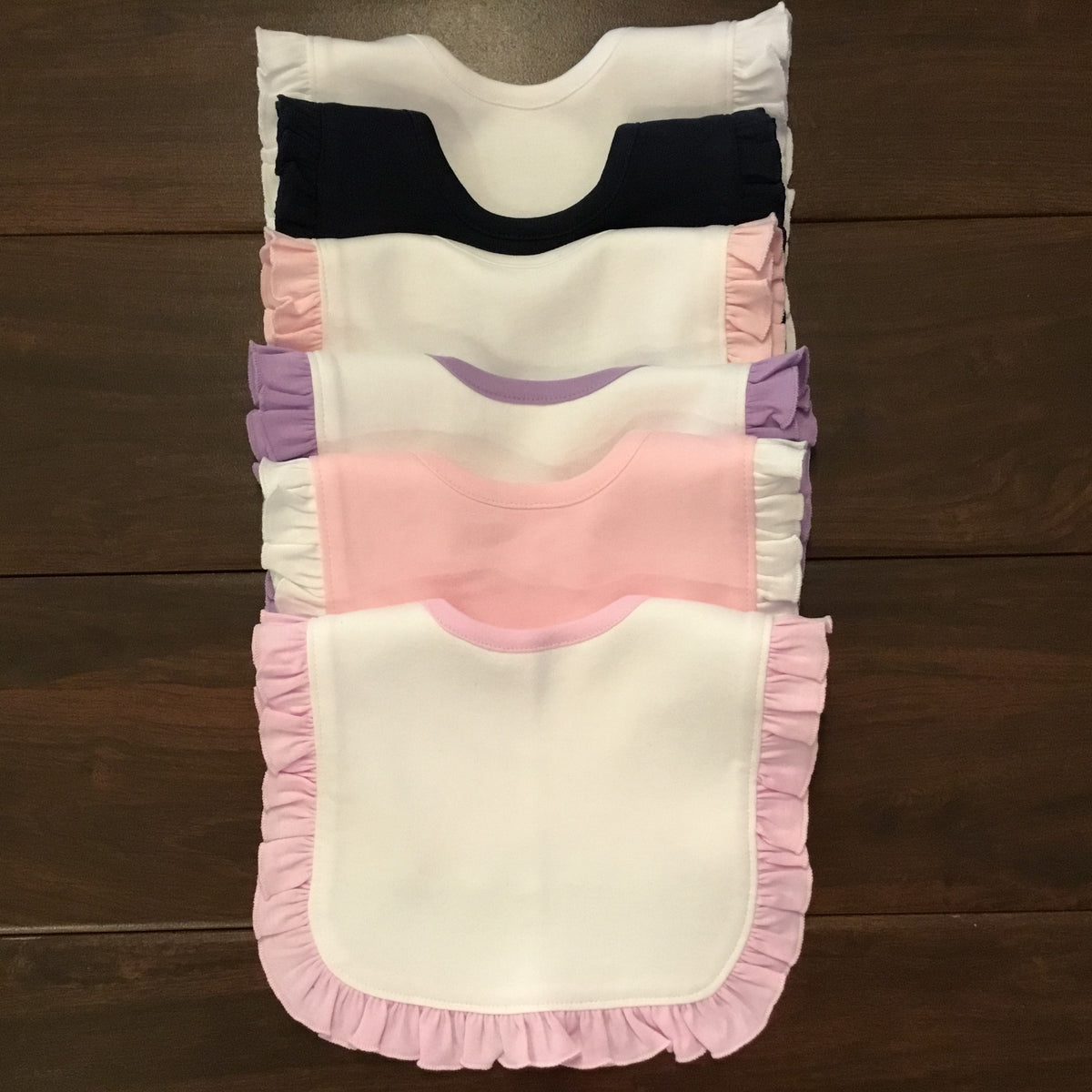 Girls Ruffle Bibs - EACH - Little Blanks, LLC