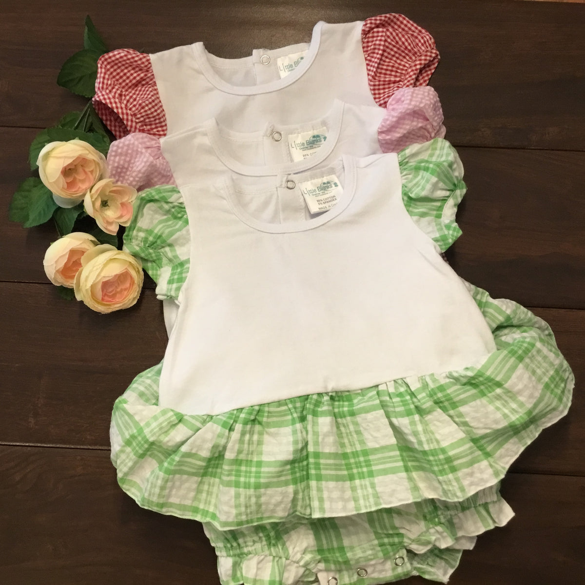 Girls Seersucker Bubble Romper- Boutique Style - Little Blanks