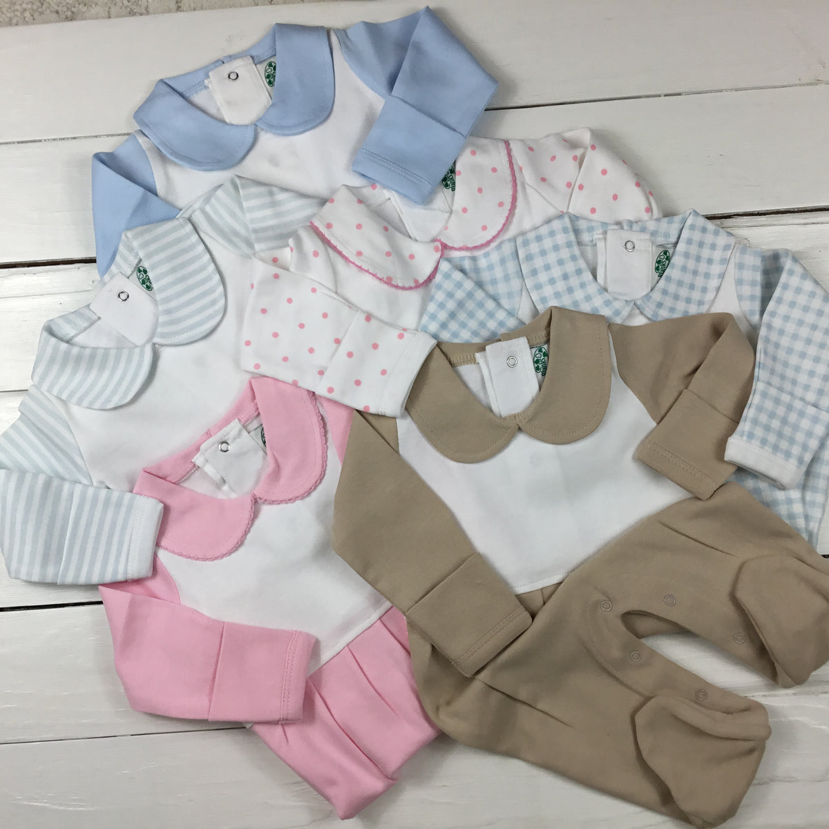 Boutique Style Collar Footie with Bib Detail - Boy &amp; Girl NEW STYLES &amp; COLOR - Little Blanks