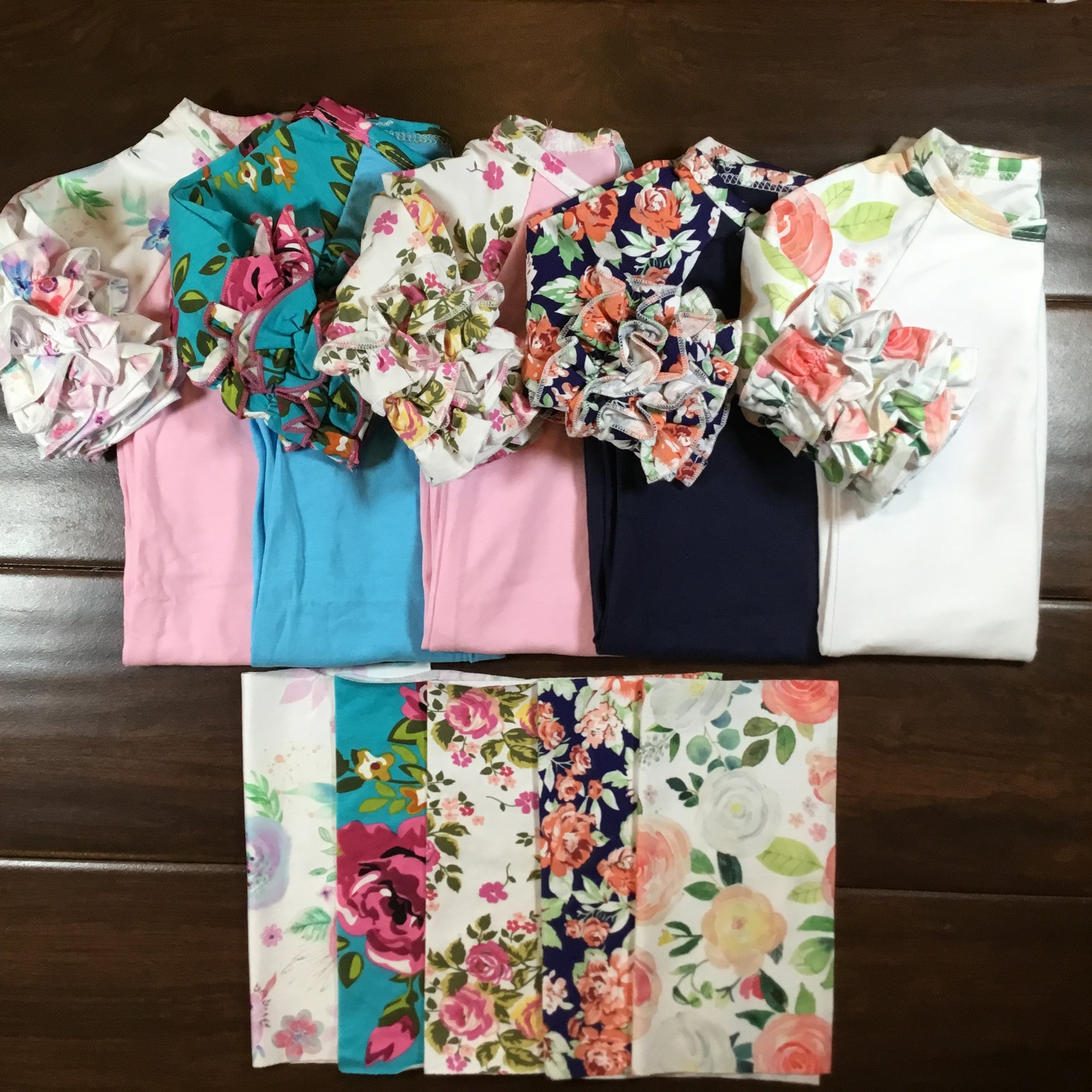 Girls Ruffle Raglan Floral Sleeve Shirt - Little Blanks, LLC