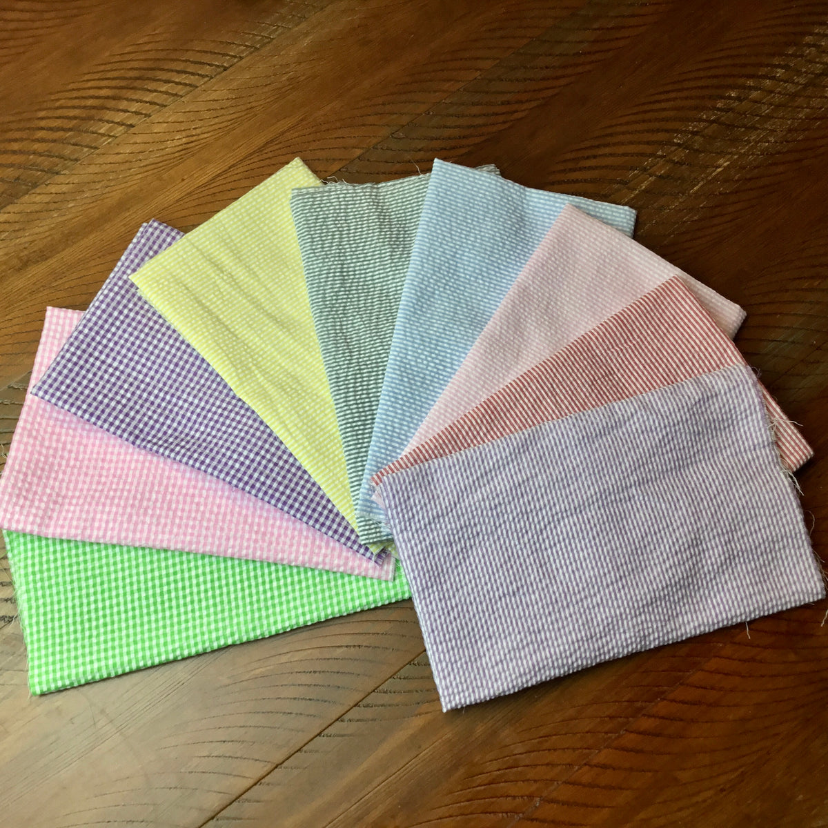 Little Prints Seersucker Fat Quarters  Gingham &amp; Stripe - Little Blanks