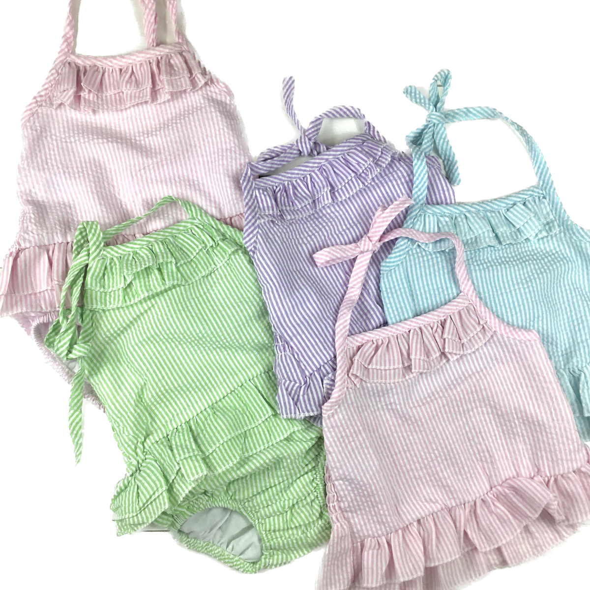 Boutique Style Seersucker Girl&#39;s Swimsuit One-piece &amp; Two Piece - Little Blanks