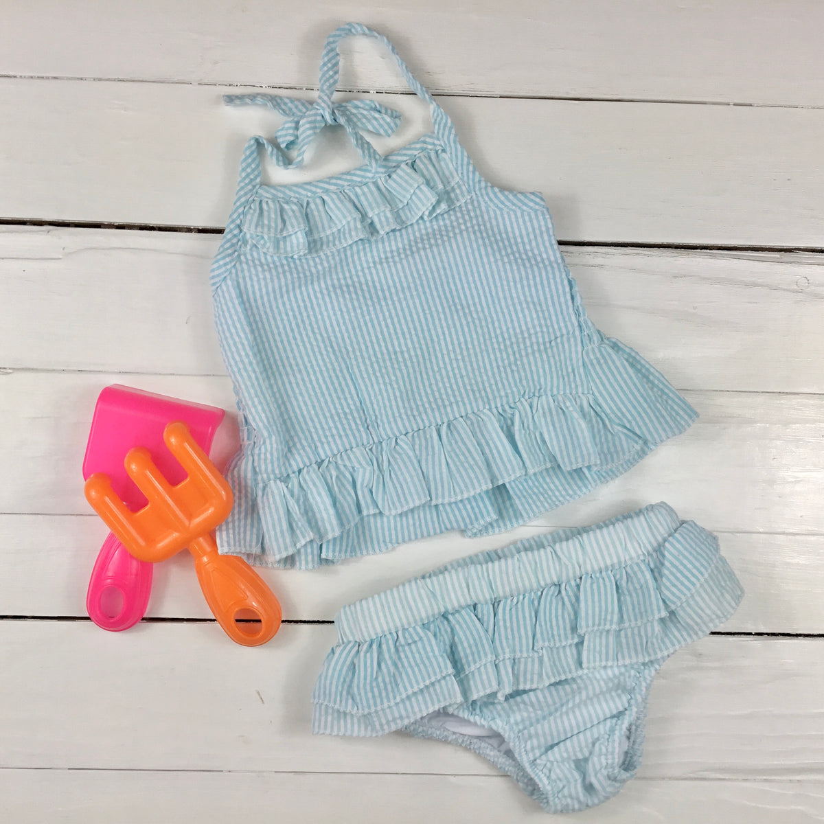 Boutique Style Seersucker Girl&#39;s Swimsuit One-piece &amp; Two Piece - Little Blanks
