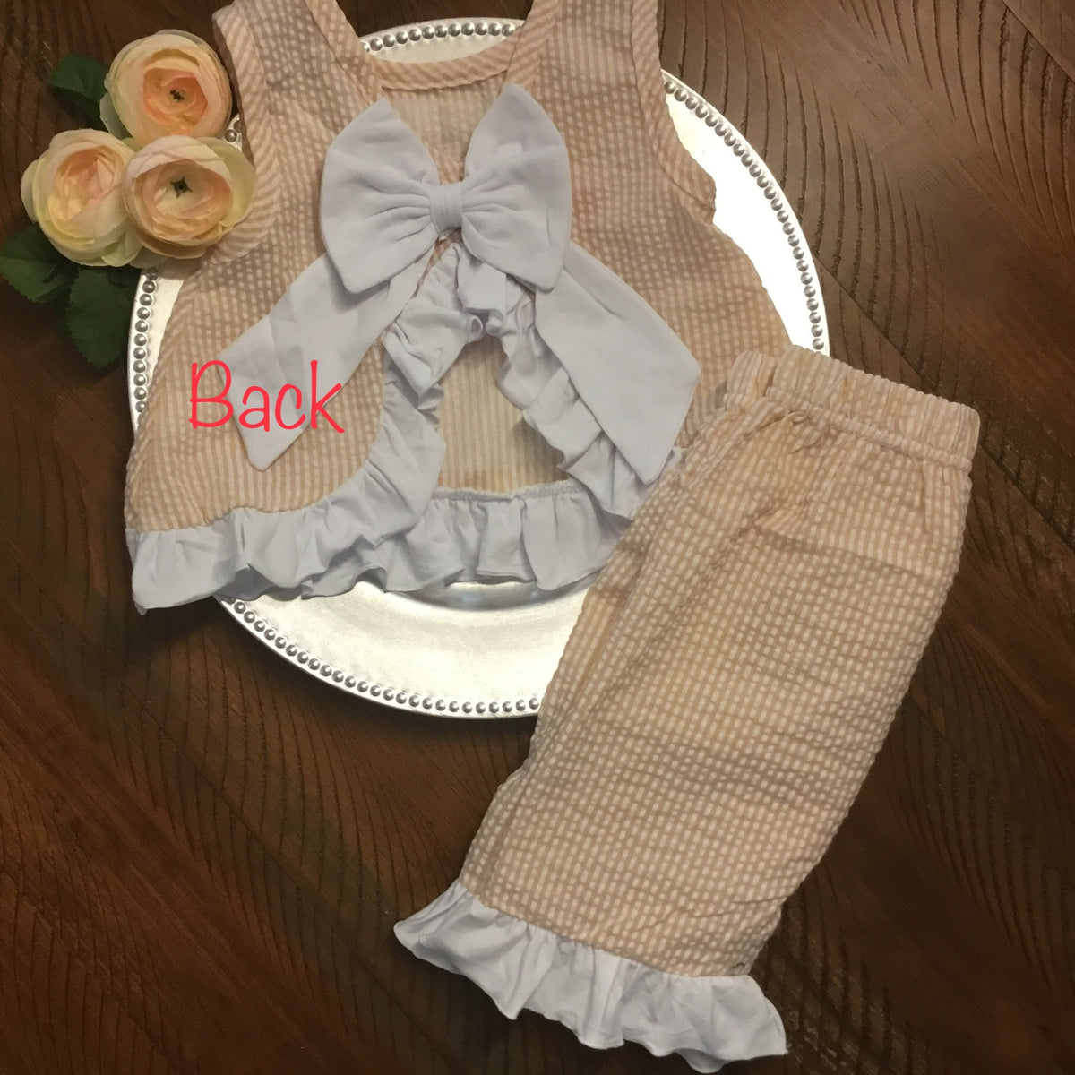 Seersucker Tunic Top &amp; Capri Pants - Little Blanks