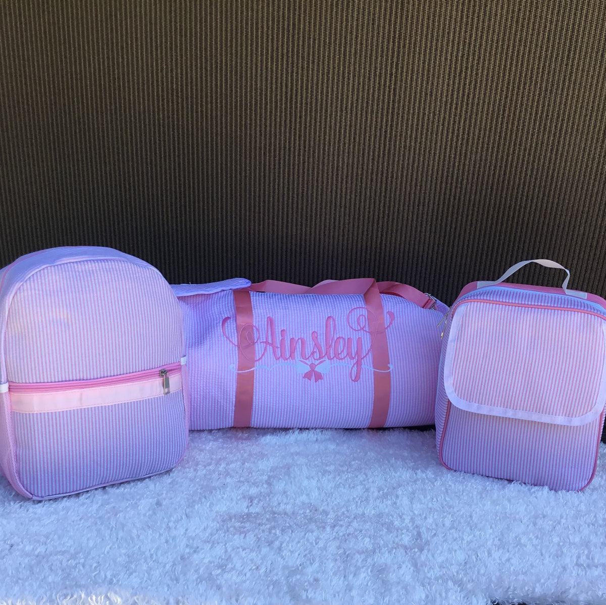 Seersucker Duffel Bag - Pink or Navy - Toddler size or Small Overnight Bag! - Little Blanks, LLC