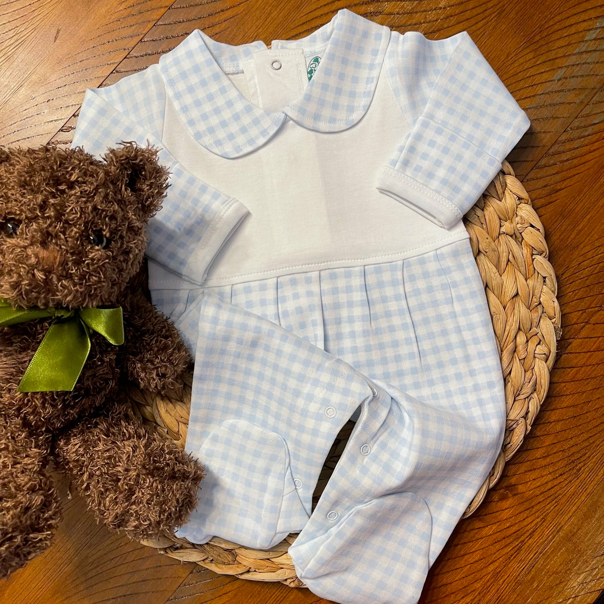 Boutique Style Collar Footie with Bib Detail - Boy &amp; Girl NEW STYLES &amp; COLOR - Little Blanks