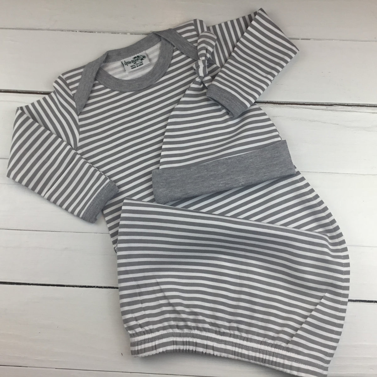 Solid OR Striped Baby Gown - Unisex - Little Blanks
