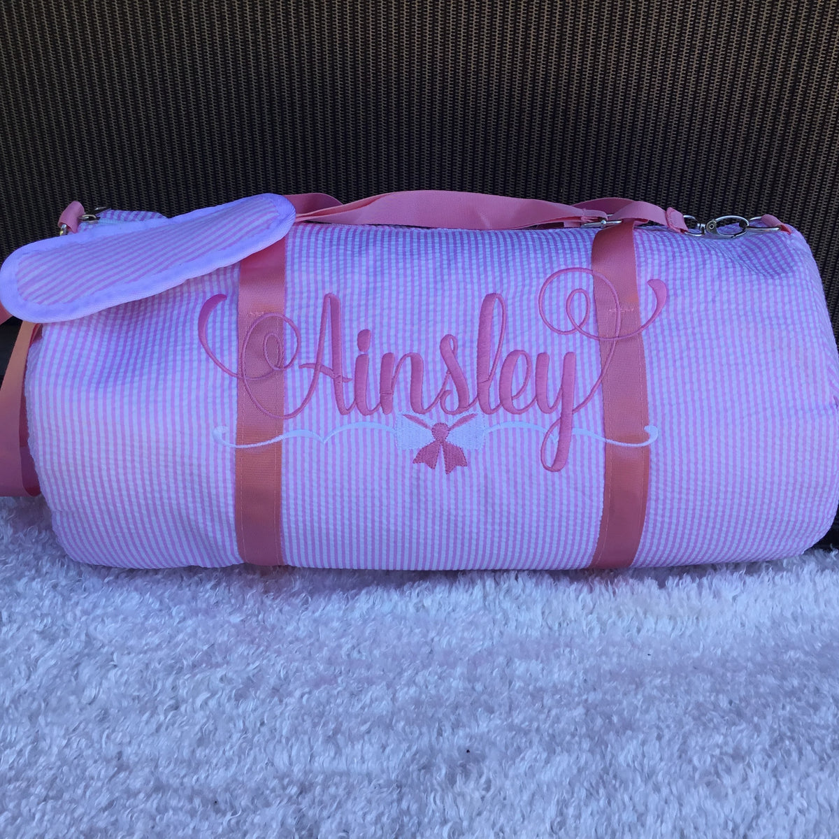 Seersucker Duffel Bag - Pink or Navy - Toddler size or Small Overnight Bag! - Little Blanks, LLC