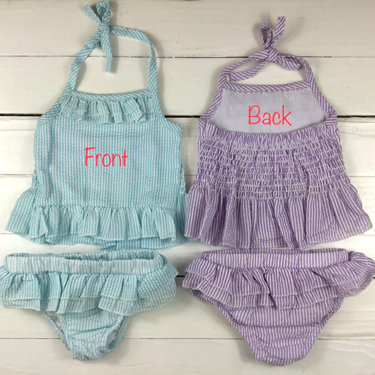 Boutique Style Seersucker Girl&#39;s Swimsuit One-piece &amp; Two Piece - Little Blanks