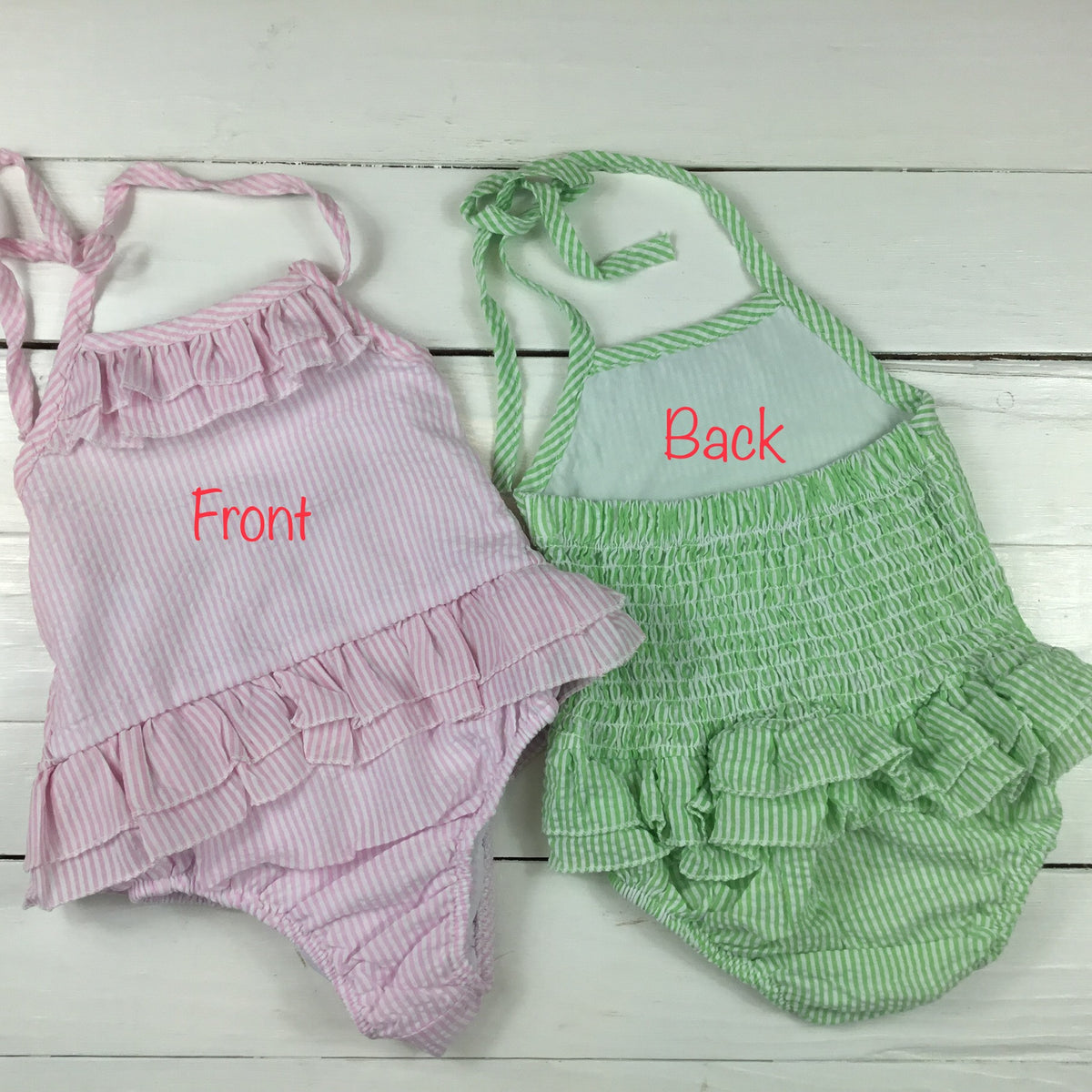 Boutique Style Seersucker Girl&#39;s Swimsuit One-piece &amp; Two Piece - Little Blanks