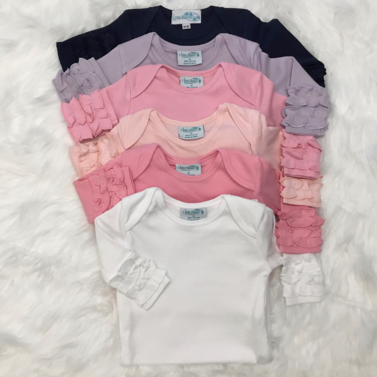 Solid Color Baby Gown with Ruffle Sleeves &amp; Matching Beanie - Hidden Zipper - Little Blanks, LLC