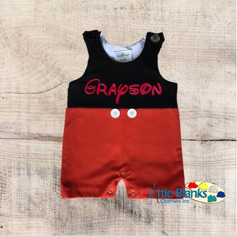 Boy's Mickey Mouse Red Black Outfit-Mouse store Suit Jon Jon Monogram Disney Yellow