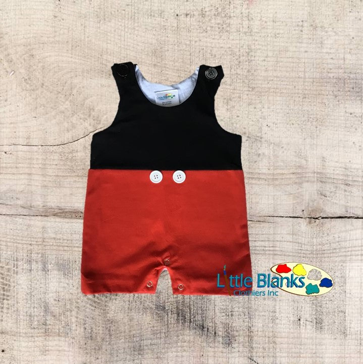 Mickey Mouse Inspired Shortall Romper for Baby Boys - Little Blanks, LLC