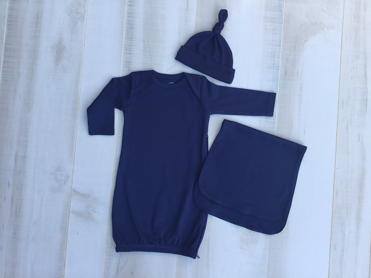 Solid OR Striped Baby Gown - Unisex - Little Blanks, LLC