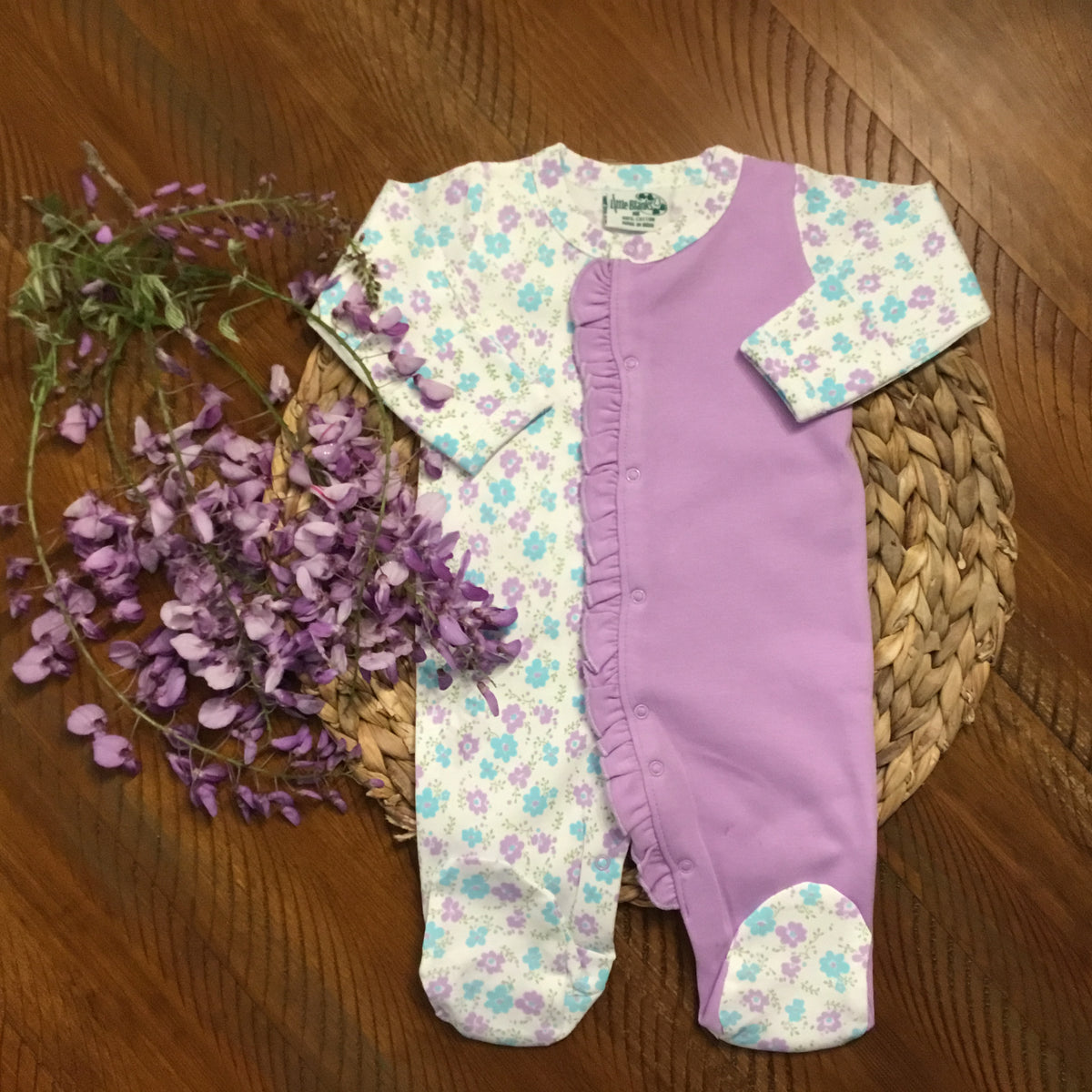 Girls Pink &amp; Purple Floral Splitz! with Applique Swatch - New Arrival - Little Blanks