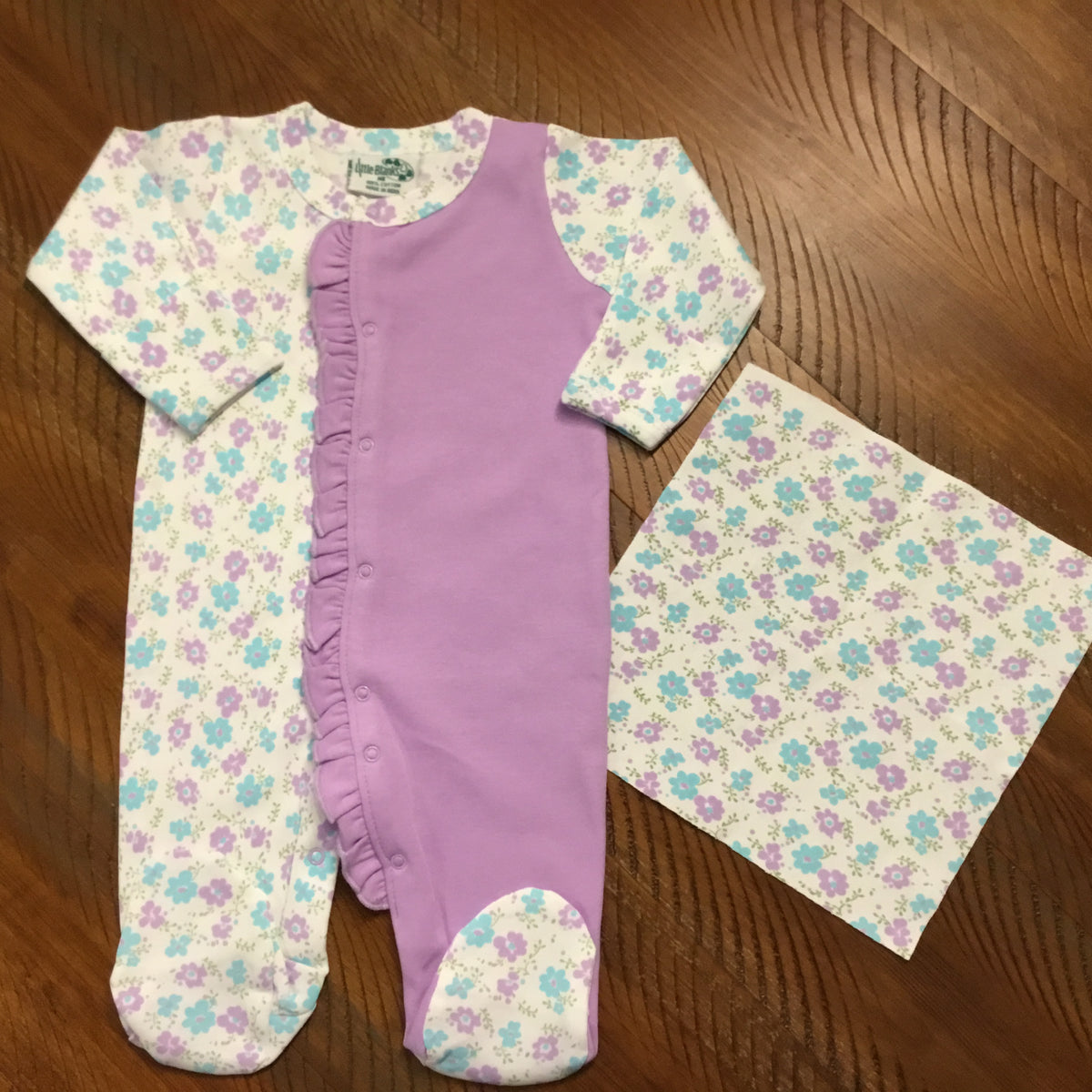 Girls Pink &amp; Purple Floral Splitz! with Applique Swatch - New Arrival - Little Blanks