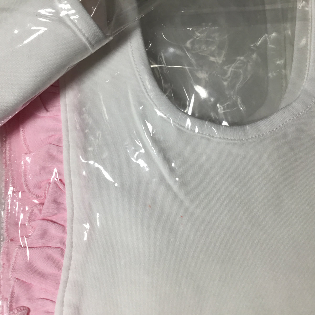 CLEARANCE- Imperfect Girls Ruffle Bibs - Set of Five (5)  Please Read description - Little Blanks, LLC