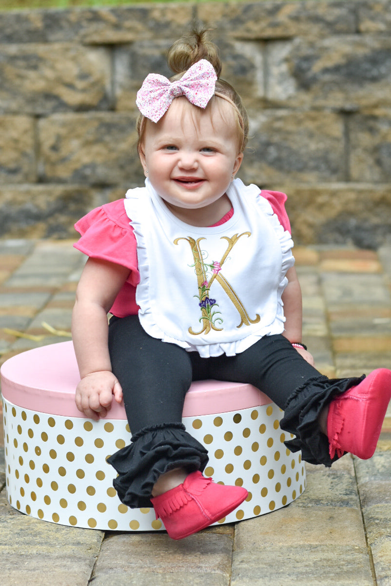 Girls Ruffle Bibs - Set of two (2) - Little Blanks, LLC