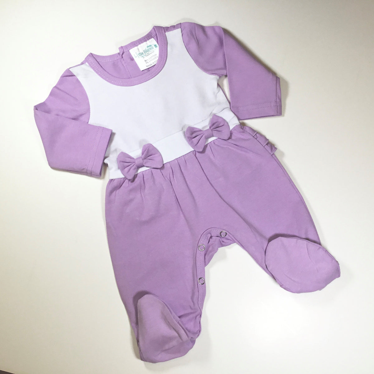 Baby Girl Sleeper With Bow Detail (Footie) - Little Blanks, LLC