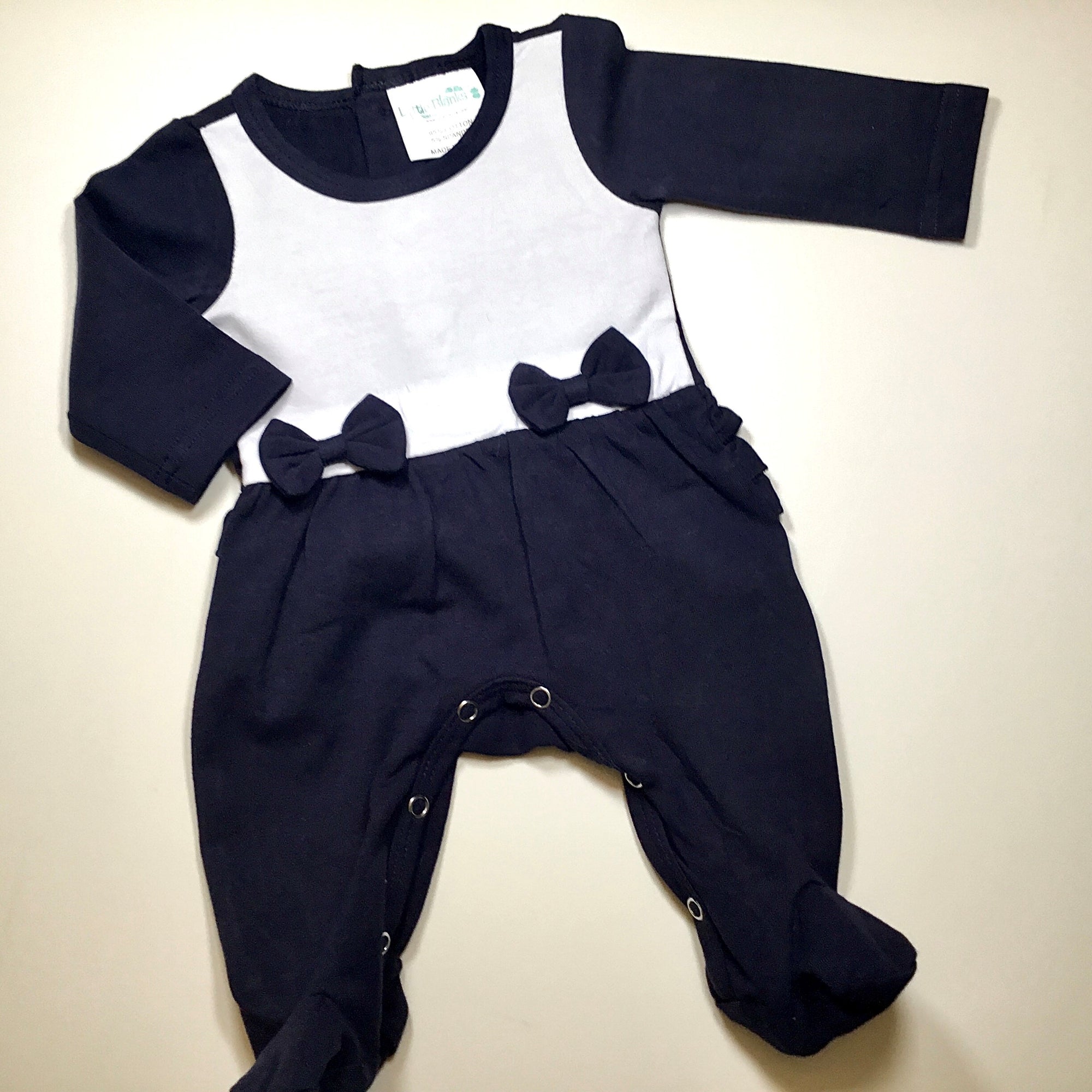 Baby Girl Sleeper with Bow Detail (Footie) - Little Blanks, LLC