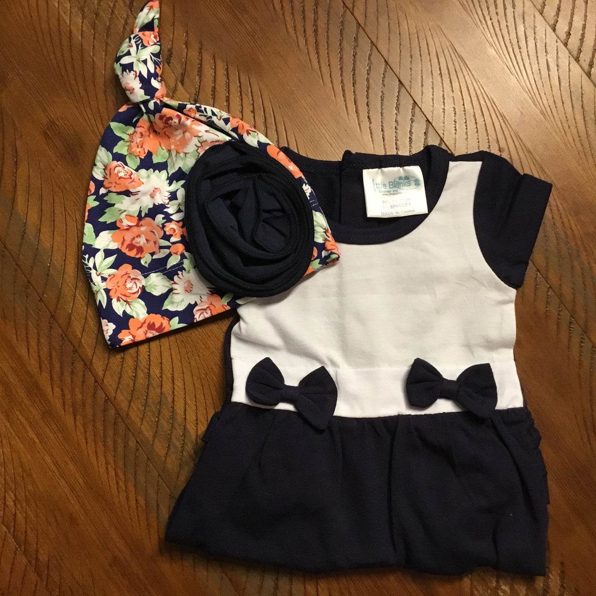 Baby Girl Sleeper with Bow Detail (Footie) - Little Blanks