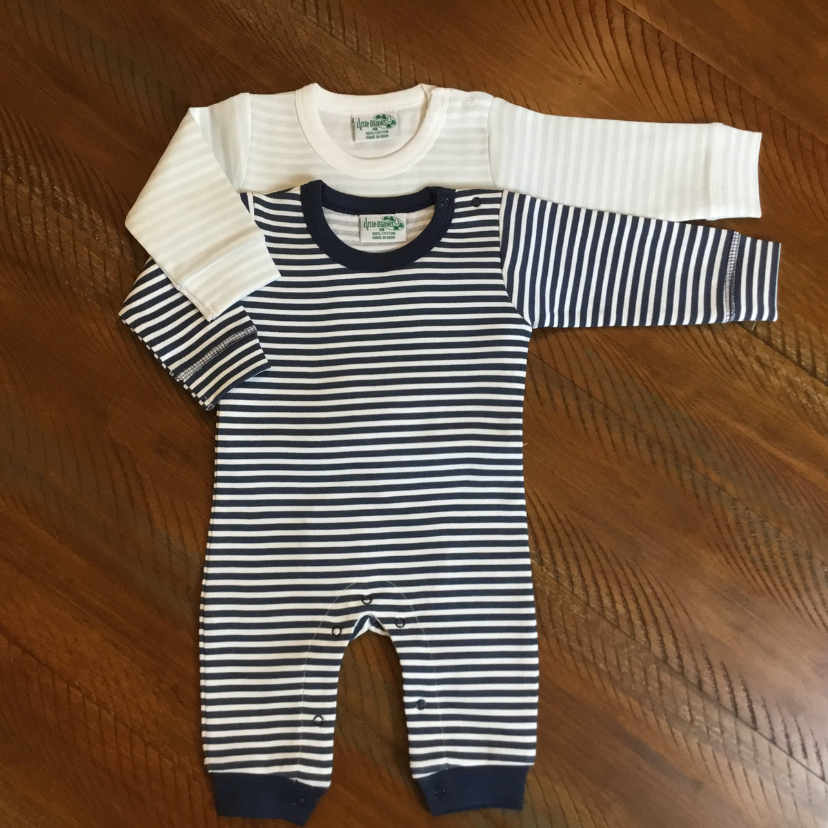 Baby Boy Long Sleeve Romper Solids &amp; Stripes - Little Blanks