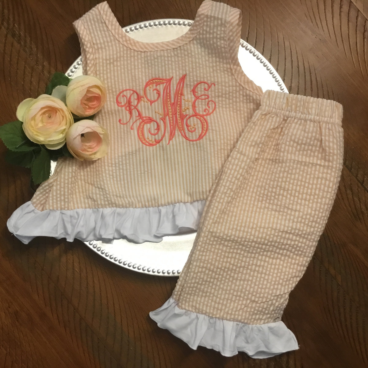 Seersucker Tunic Top &amp; Capri Pants - Little Blanks