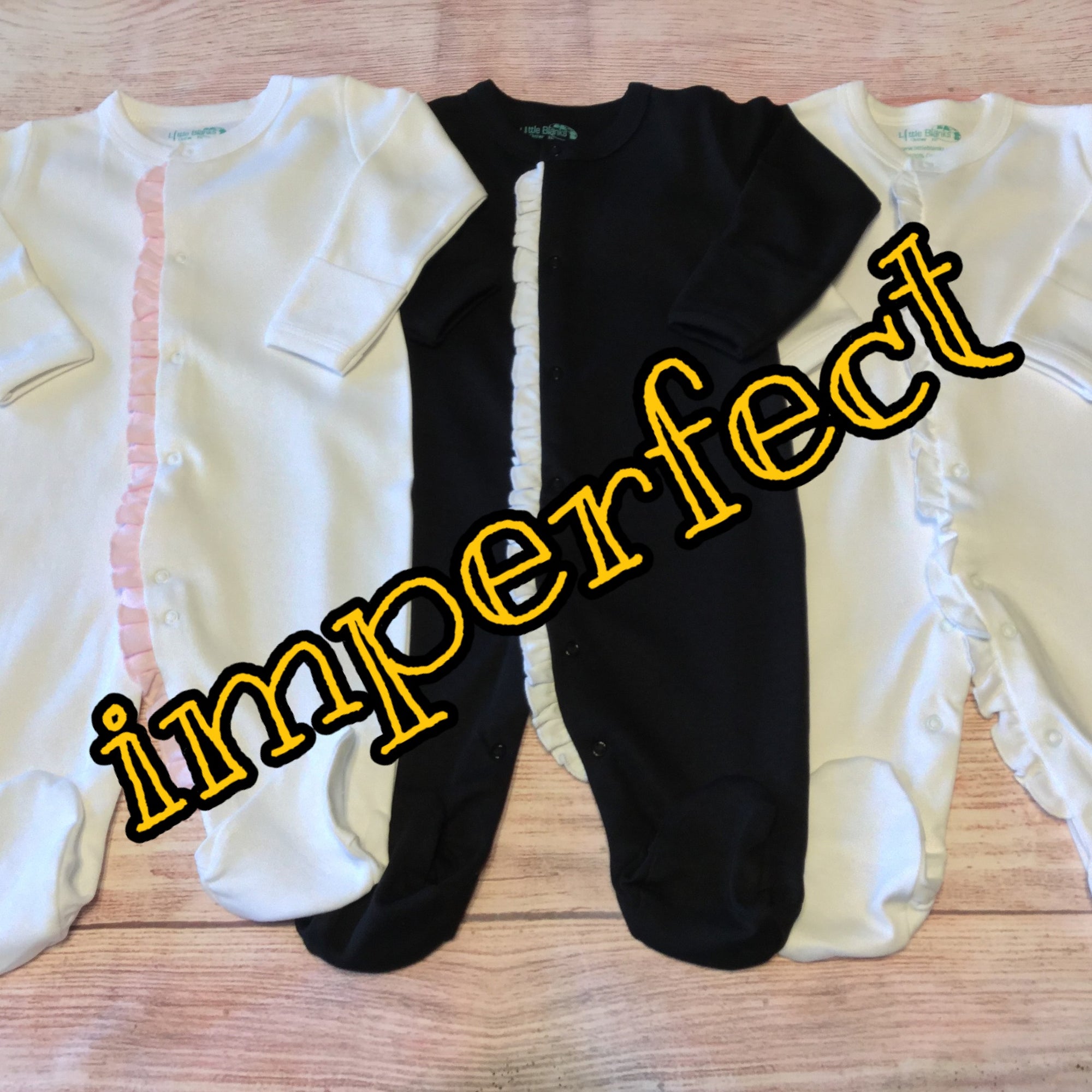CLEARANCE- Imperfect Girls Infant Footie Sleepers with Ruffle - Little Blanks, LLC