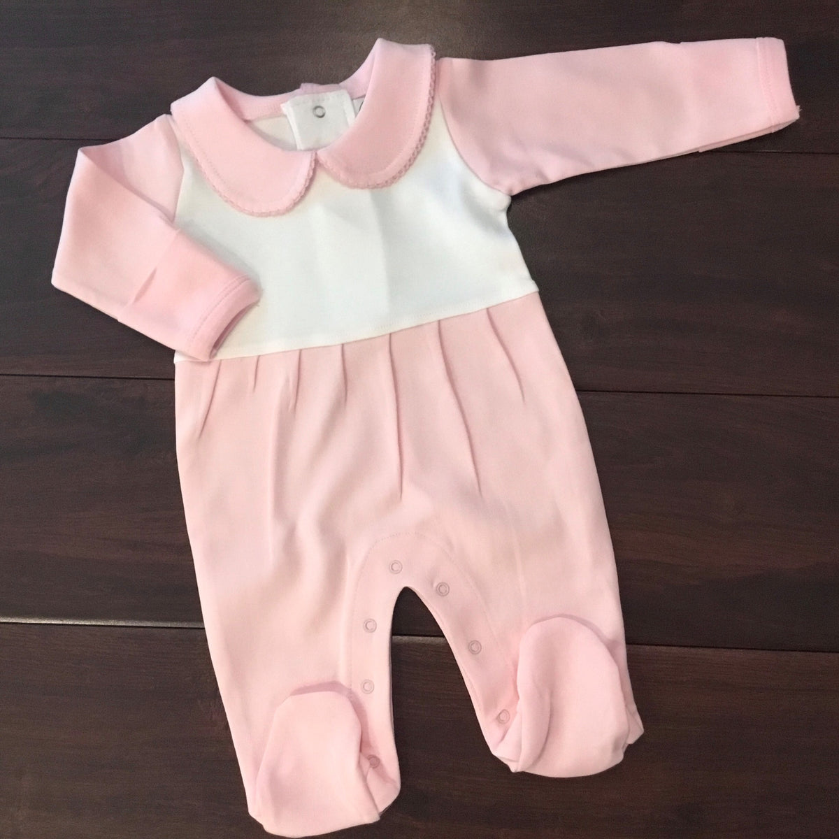 Boutique Style Collar Footie with Bib Detail - Boy &amp; Girl - Little Blanks