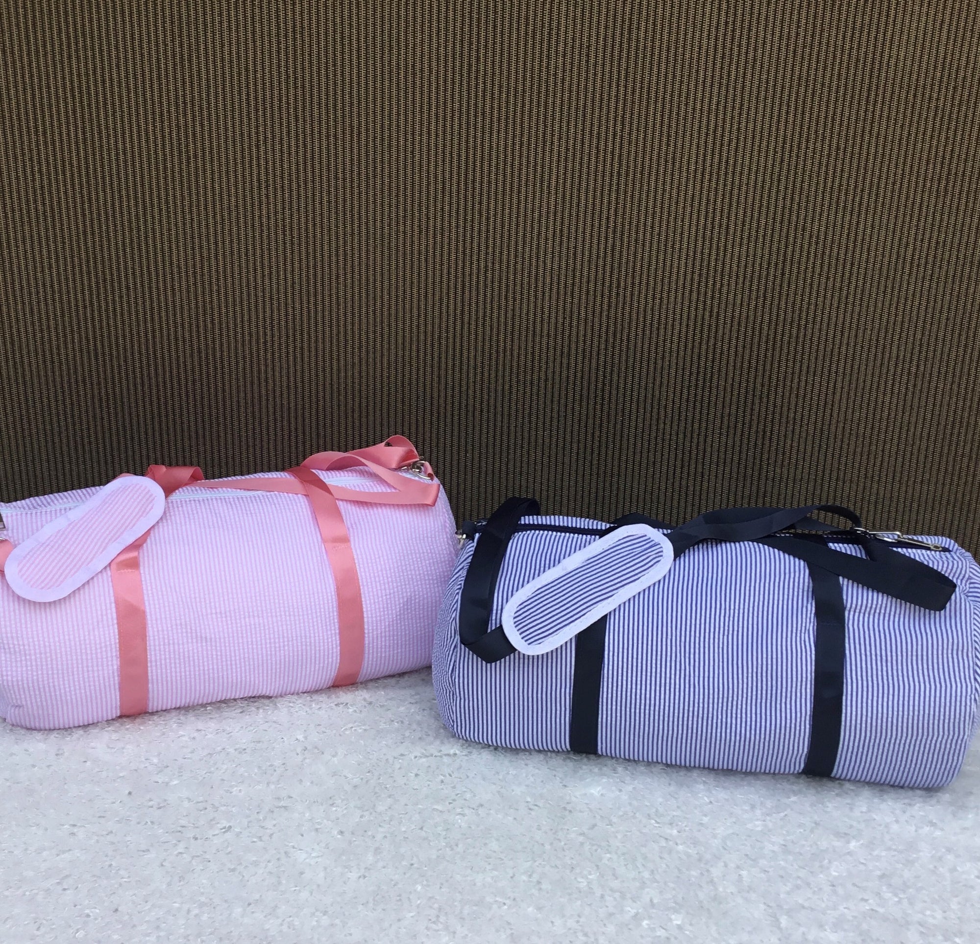 Seersucker Duffel Bag - Pink or Navy - Toddler size or Small Overnight Bag! - Little Blanks, LLC