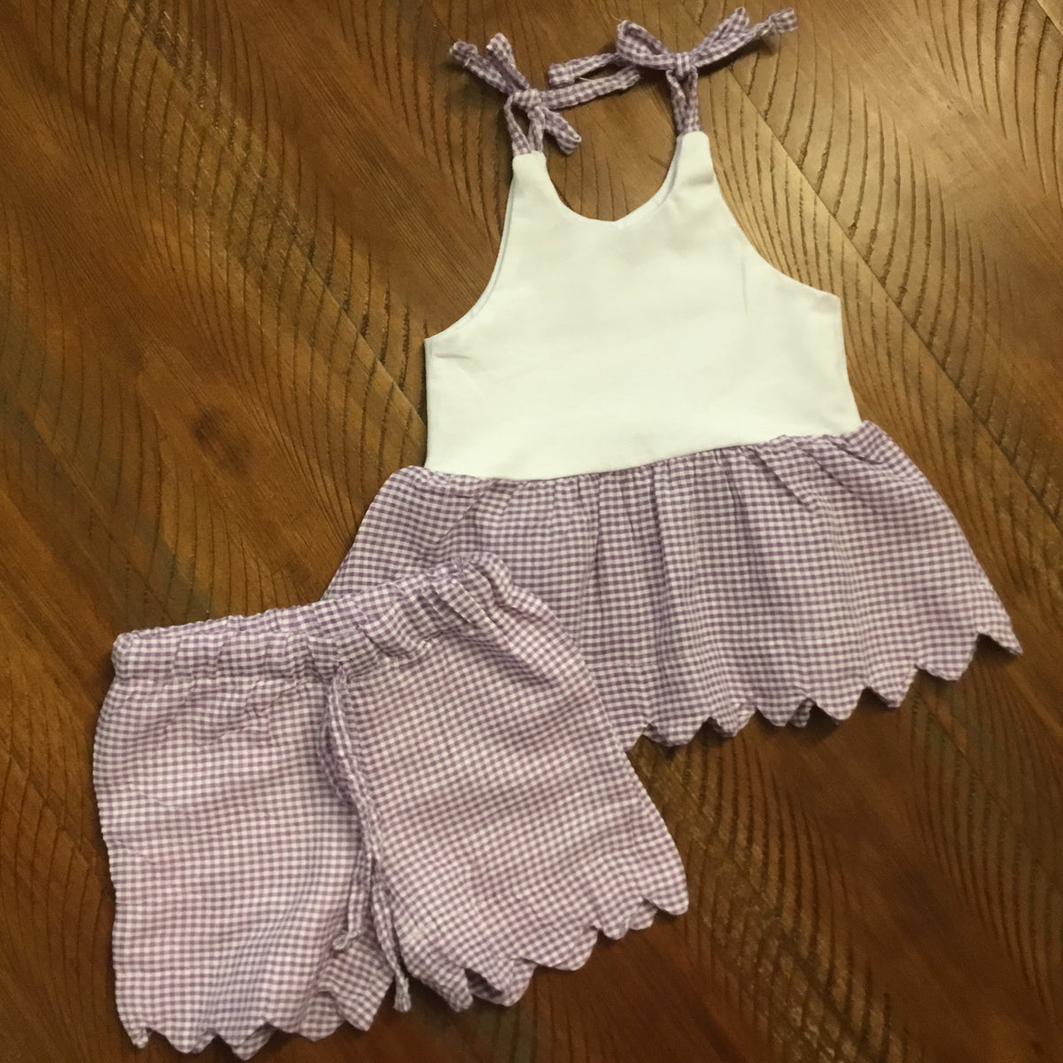 Girls Seersucker Scalloped Top with Shorts - New Arrival - Little Blanks