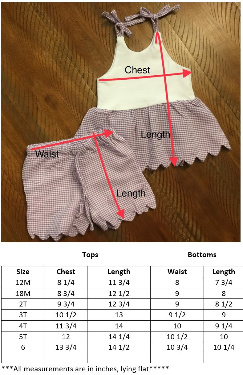 Girls Seersucker Scalloped Top with Shorts - New Arrival - Little Blanks