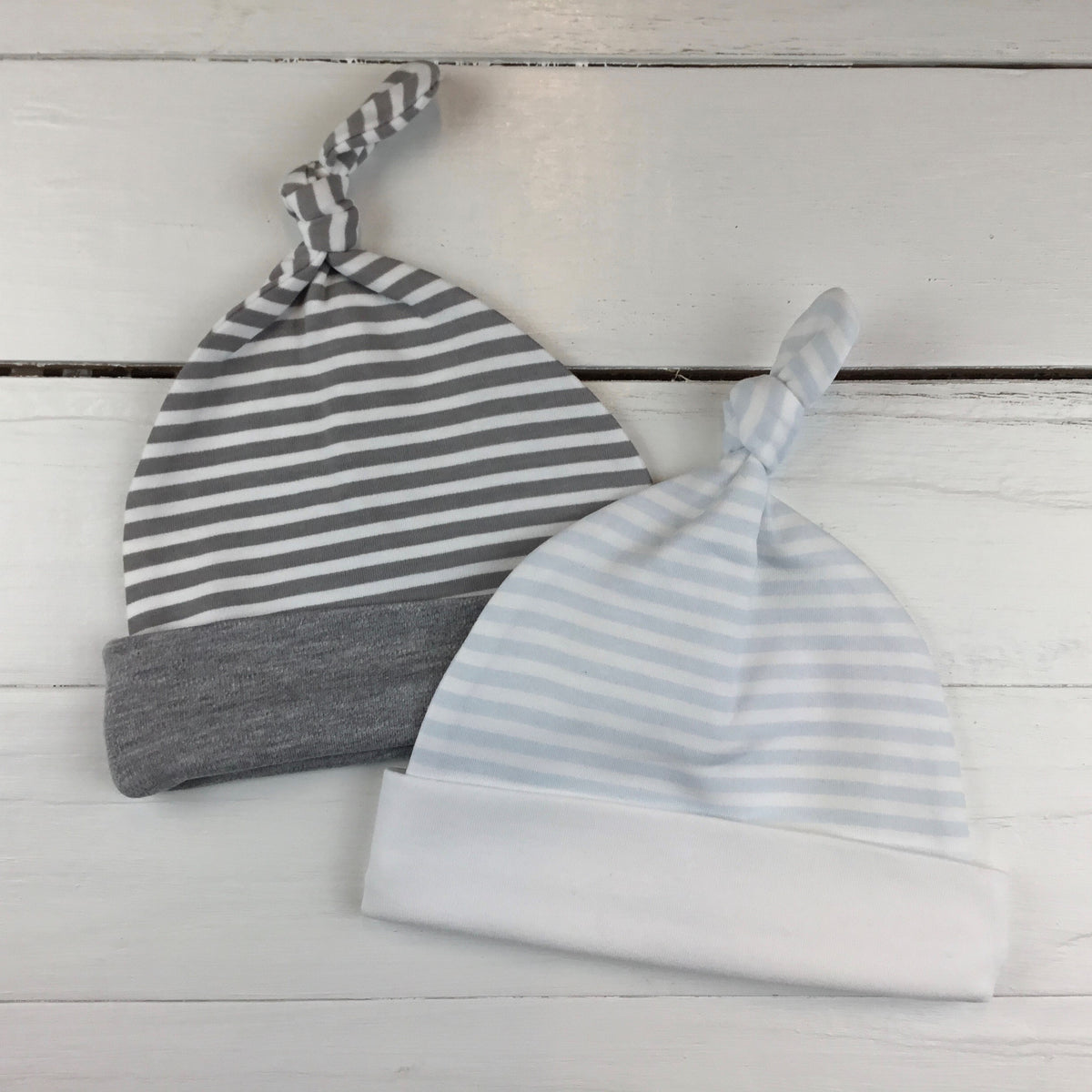 Solid &amp; Striped Color Knotted Beanie Hats - Unisex - Little Blanks