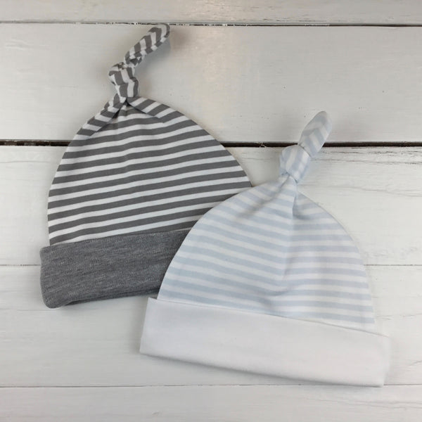 Solid & Striped Color Knotted Beanie Hats - Unisex - Little Blanks, LLC