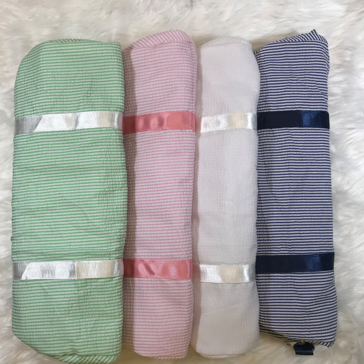 Seersucker Duffel Bag - Pink or Navy - Toddler size or Small Overnight Bag! - Little Blanks, LLC