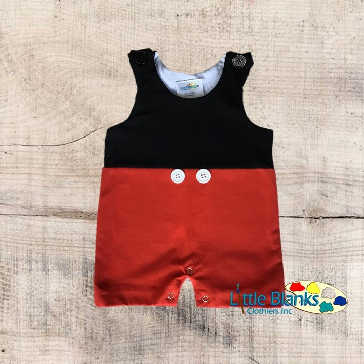 Mickey Mouse Inspired Shortall Romper for Baby Boys - Little Blanks, LLC