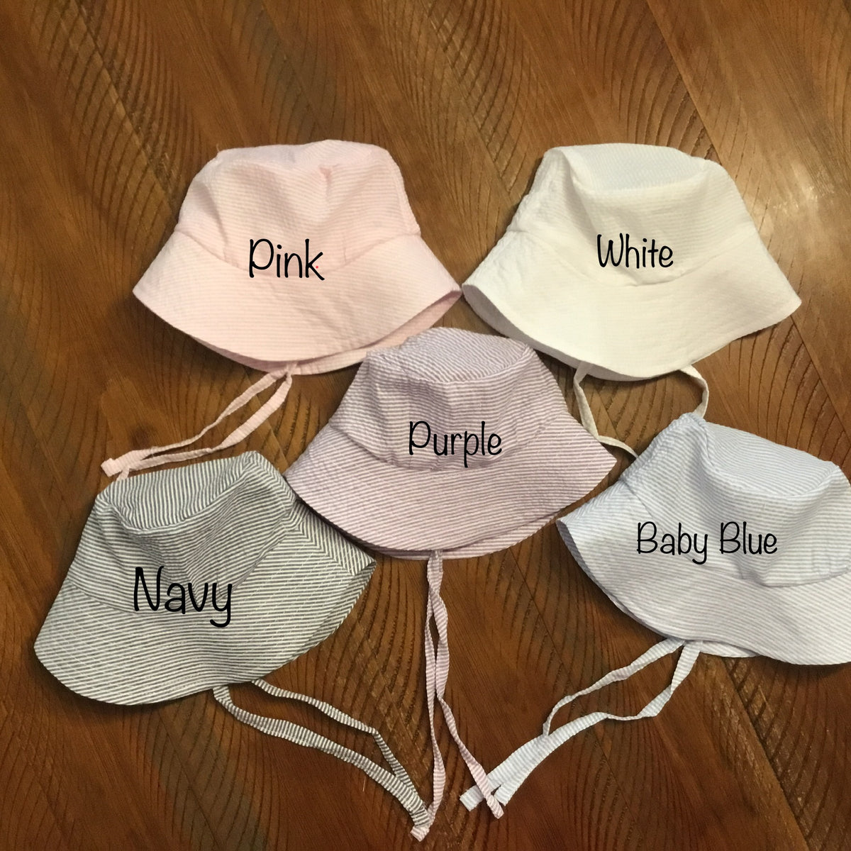 Seersucker Bucket Sun Hats - New Arrivals - Little Blanks